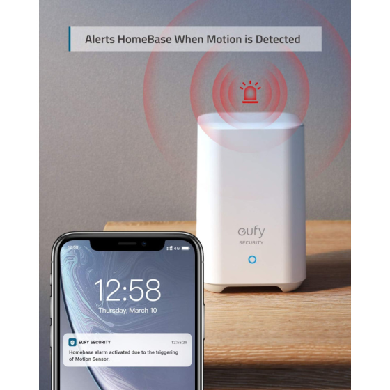 Датчик руху Eufy Security Motion Sensor Alarm, бездротовий, сповіщення на смартфон, HomeBase, білий Київ