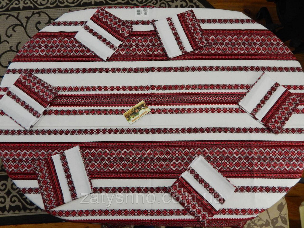 Червона скатертина вишита в українському стилі Київ - фото 1