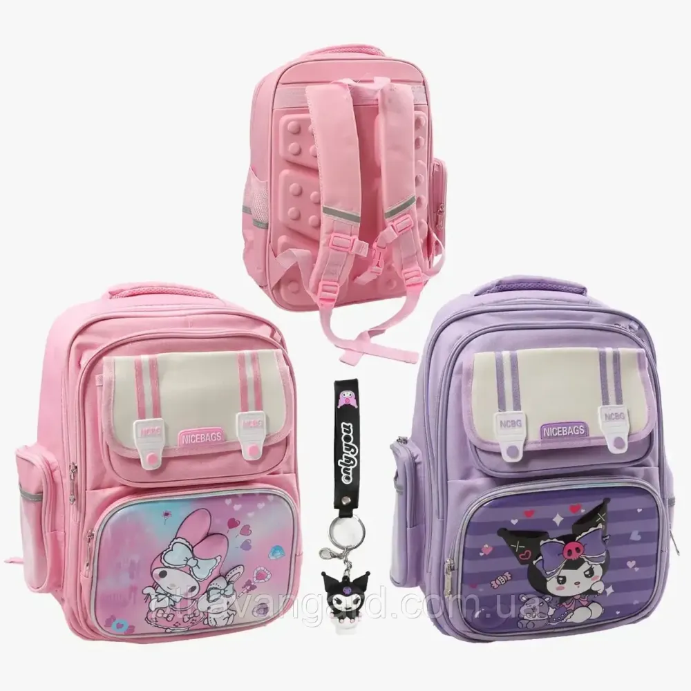 Школьный портфель куроми (2 отделения, 3 кармана, разделитель, клапан, брелок) рюкзак для девочки 2 цвета Хмельницкий - изображение 1