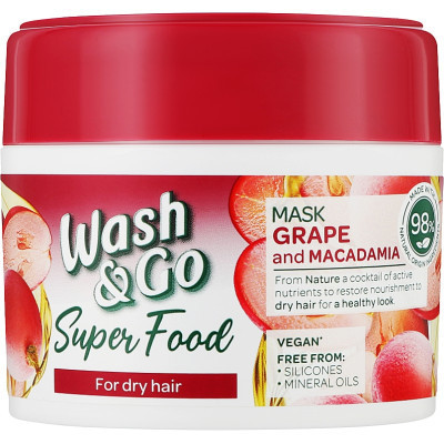 Маска для волос Wash&Go Super Food С виноградом и макадамией Для сухих волос 300 мл (8008970053073) Винница - изображение 1