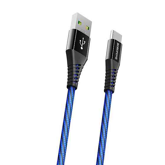 Кабель BOROFONE BU13 USB to Type-C 5A, 1.2m, nylon, aluminum connectors, Black Киев