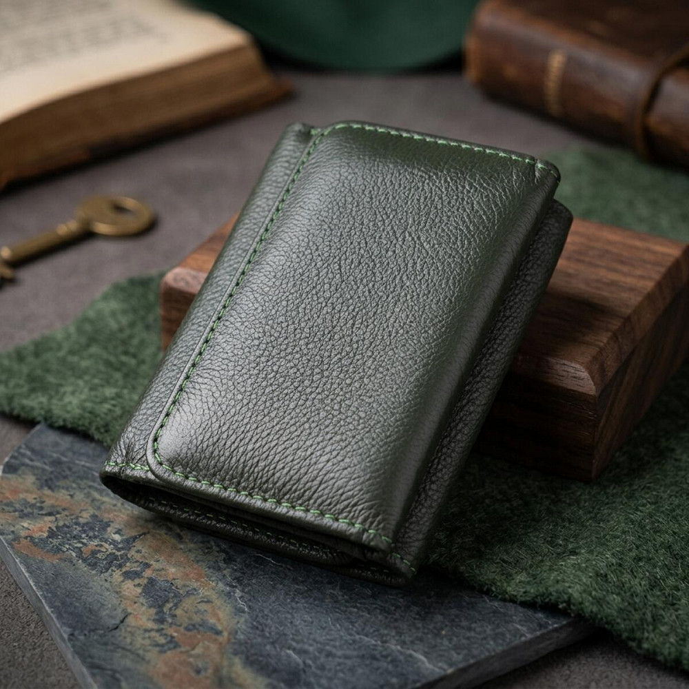Жіночий гаманець компактного розміру з натуральної шкіри ST Leather 23072 Зелений Київ - фото 14