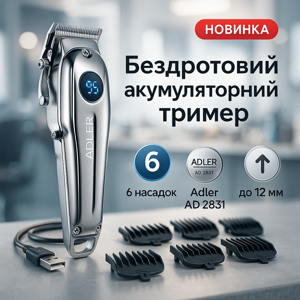 Машинка для стрижки на акумуляторі Adler AD 2831, Бездротові машинки для стрижки легкі KV-51 Львів - фото 7