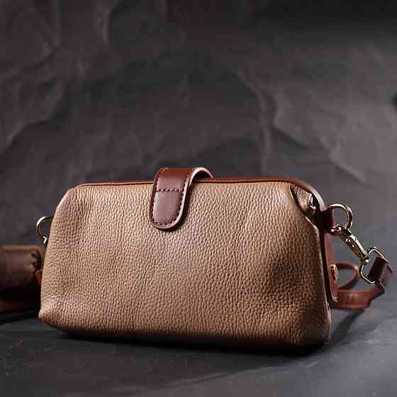 Стильний клатч з цікавою клямкою з натуральної шкіри Vintage 22423 Бежевий Київ