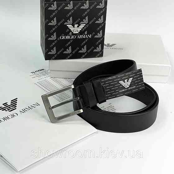 Чоловічий шкіряний брендовий ремінь Armani (304) чорний Київ