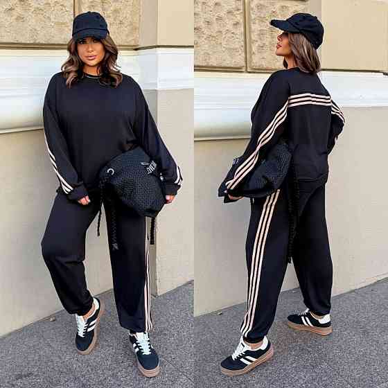 Жіночий стильний прогулянковий костюм двонитка Чорний, 60/62 Одеса