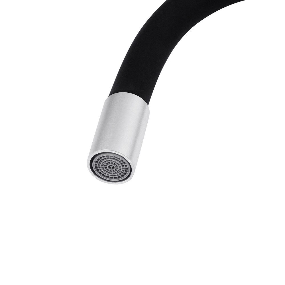 Змішувач для кухні з гнучким виливом Kroner KRP Edelstahl Klassisch - ESG035BLK сатин/чорний Київ - фото 7