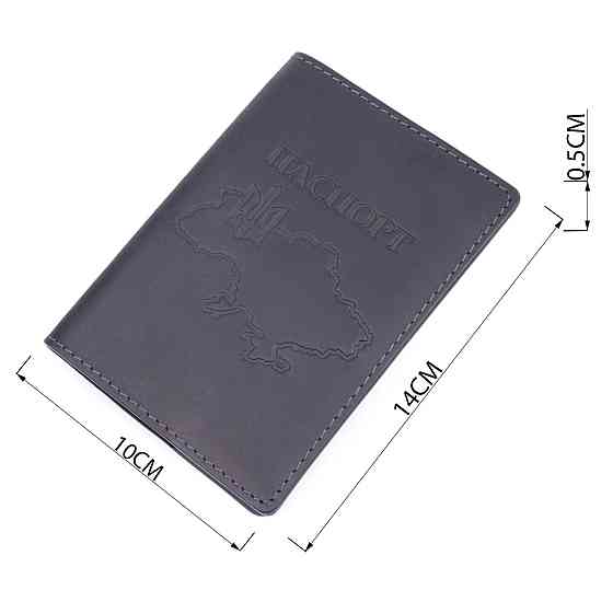 Стильная обложка на паспорт в винтажной коже Карта GRANDE PELLE 16770 Черная Киев