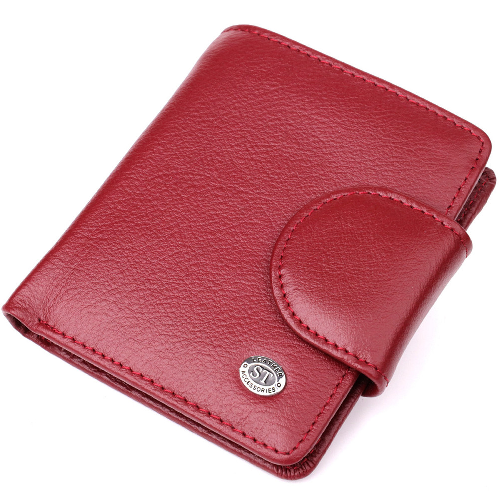 Жіночий вертикальний шкіряний гаманець бордовий (ST Leather) Київ - фото 19