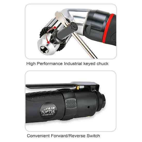 Пневмодриль кутова реверсивна 3/8" (1500б/хв; промисловий патрон) TOPTUL KAQB1215 Чернігів