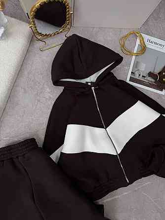 Жіночий теплий костюм із якісної тринитки на флісі Шоколадний, 46/48 Одеса