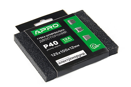 Губка шлифовальная двухсторонняя Р40 125х100х12мм APRO Ровно - изображение 1