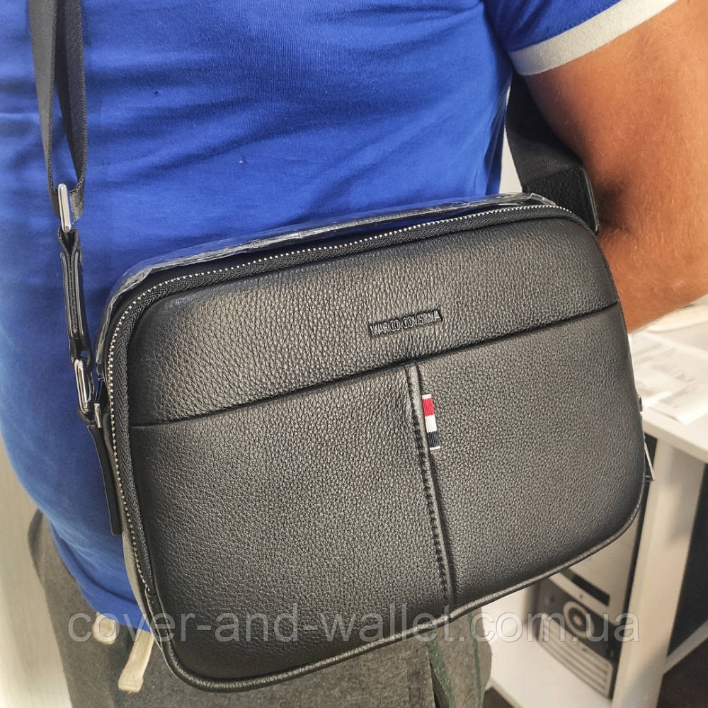 Горизонтальная мужская кожаная сумка с ручкой на молнии Marco Coverna 7711-1A Киев - изображение 2