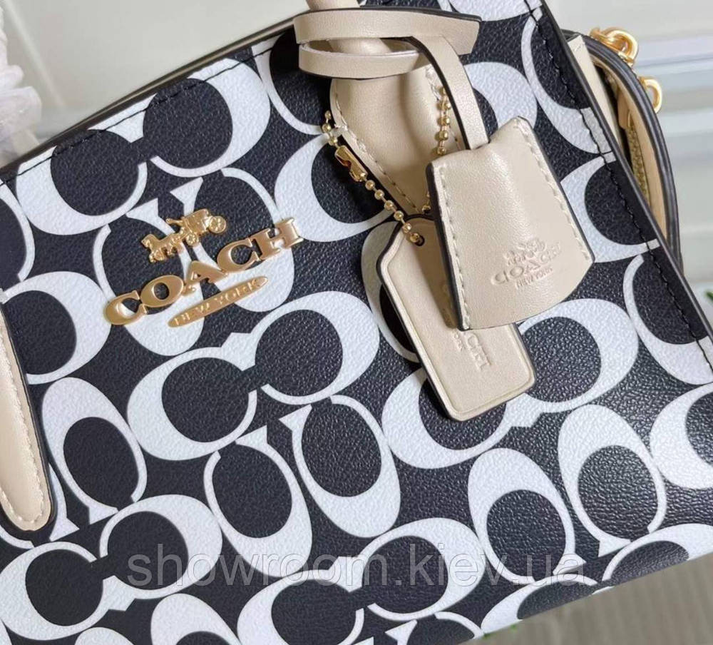 Брендова жіноча сумочка Coach Andrea чорно біла Київ - фото 6