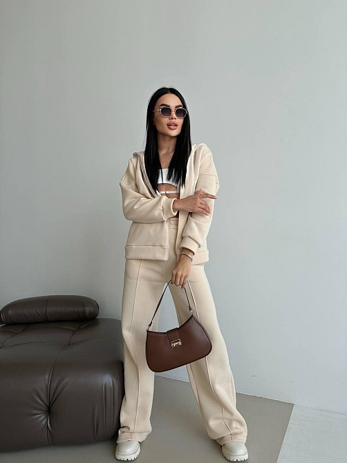 Жіночий теплий прогулянковий костюм двійка: штани + зіп-худі тринитка на флісі 46/48 Одеса - фото 18