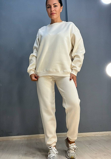 Свитшот женский Pepper&mint 24-14 базовый простой удлиненный оверсайз молочный, молочний, M Одесса - изображение 5