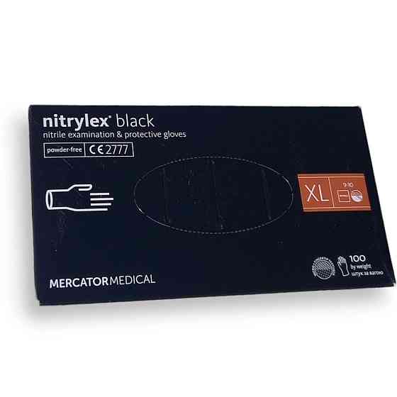 Рукавиці нітрилові чорні Nitrylex нестерильні неопудрені 100 шт./пач. (Розмір L) Харків