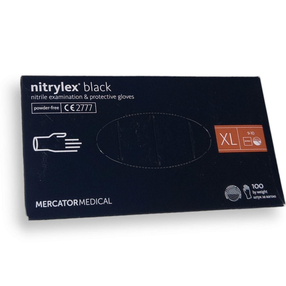Рукавиці нітрилові чорні Nitrylex нестерильні неопудрені 100 шт./пач. (Розмір L) Харків - фото 2