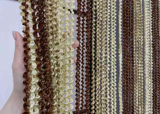 Шторы-нити спираль с люрексом Бежевый с коричневым 300х300см 1 шт (61-074) Киев