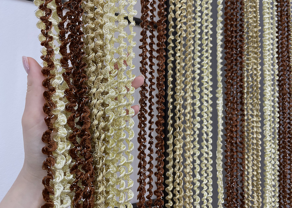 Шторы-нити спираль с люрексом Бежевый с коричневым 300х300см 1 шт (61-074) Киев - изображение 5