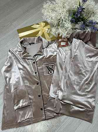 Женская стильная домашняя пижама бархатная пижама Бежевий, 50/52 Одесса