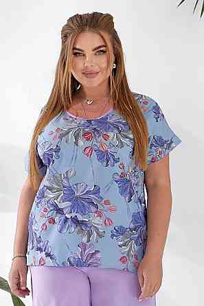 Женская футболка софт сиреневая прямого кроя XL-XXL с хлопком Лубны