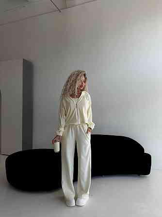 Жіночий велюровий комплект-трійка Молочний, 48/52 Харків