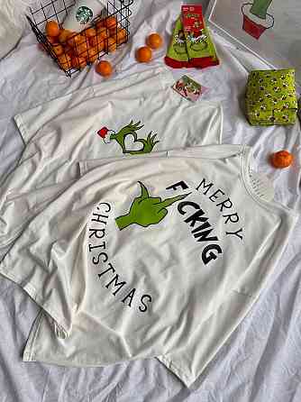 Унисекс новогодняя стильная футболка с принтом хлопок. Одесса