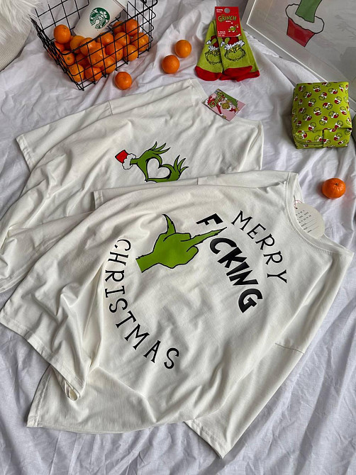 Унісекс новорічна стильна футболка з принтом бавовна Одеса - фото 4