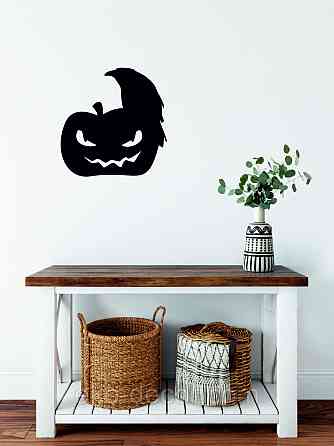 Декоративне настінне Панно «Хеллоуїн — гарбуз і ворон», Декор на стіну 70*68 см Київ