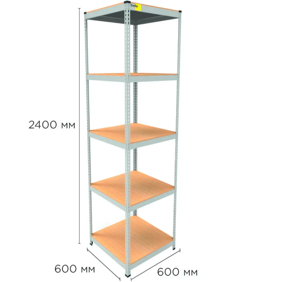 Металевий стелаж Emby Light Series (розмір 2400х600x600мм) 5 полиць ДСП до 100кг Білий Київ