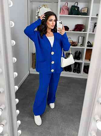 Женский базовый теплый костюм двойка: кофта и штаны мелкая машинная вязка Одесса