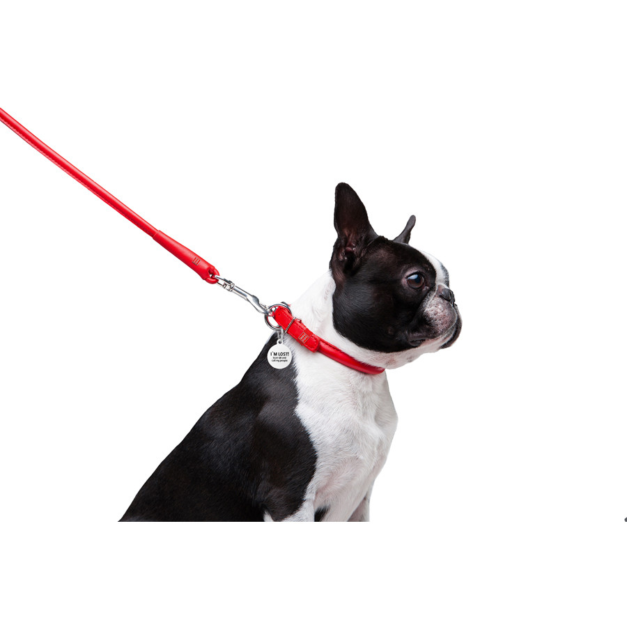 Повідець для собак шкіряний WAUDOG Glamour круглий, Д 8 мм, Дов 122 см червоний Коломыя - изображение 2