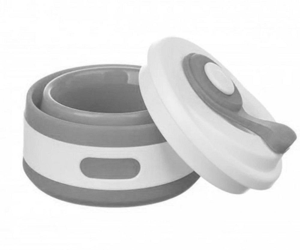 Стакан складной силиконовый 350 мл с крышкой серый Киев - изображение 4