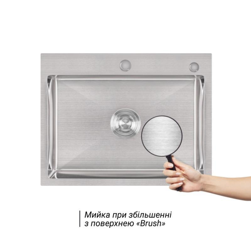 Комплект Lidz Handmade H5845 Мойка для кухни интегрированная Brushed в комплекте с дозатором + Lidz K01G Киев - изображение 5