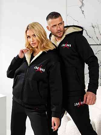 Жіночий повсякденний теплий костюм Тринитка на флісі Чорний, 44/46 Одеса