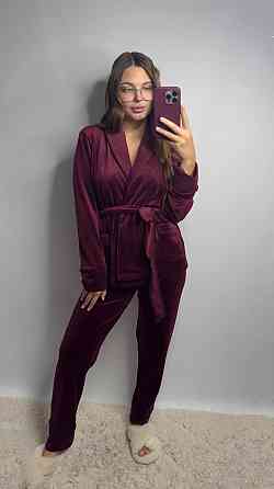 Домашний костюм на запах с поясом Бордовый XS Харьков