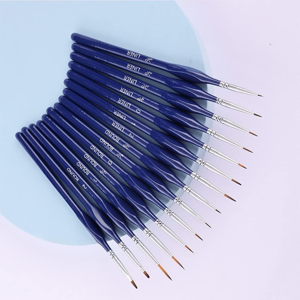 Набор кистей нейлоновых в чехле на молнии для акварели, акрила, гуаши, масла и нейл-арта, 15 шт синие Каменец-Подольский - изображение 6