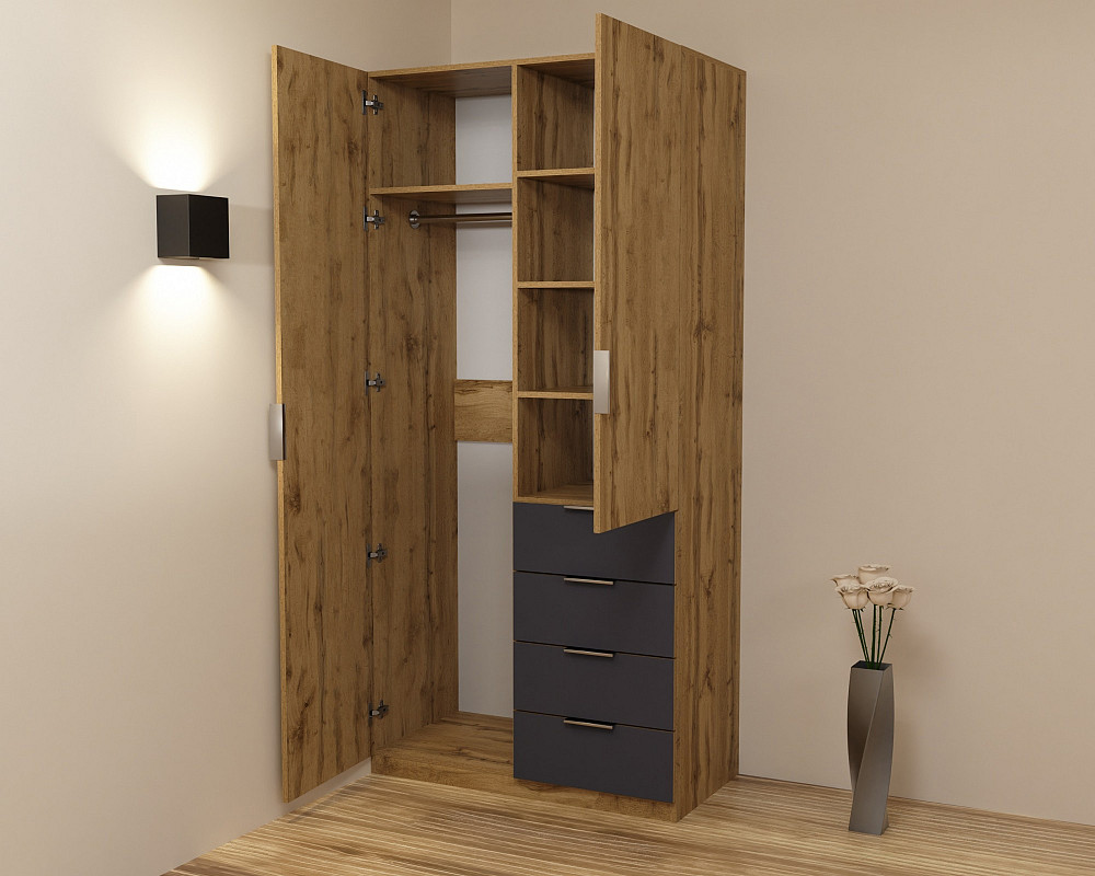 Шкаф Кристалл 1, Дуб Аппалачи/Антрацит, 1000х520х2100 Львов - изображение 1