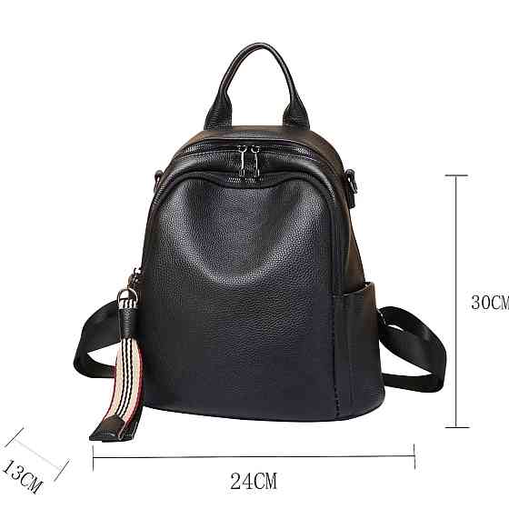 Шкіряний жіночий рюкзак міський 30х24х13, матова сумка на плечі, чорна Київ