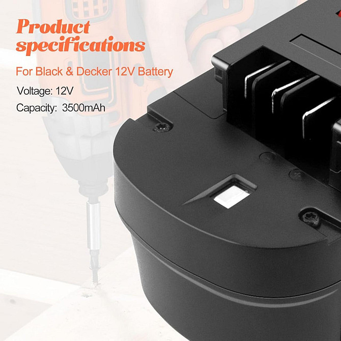 Аккумулятор ADVNOVO 12V 3.5Ah Ni-MH для инструментов Black & Decker A12, HPB12, FS120B, 3500 мАч 12В Киев - изображение 3