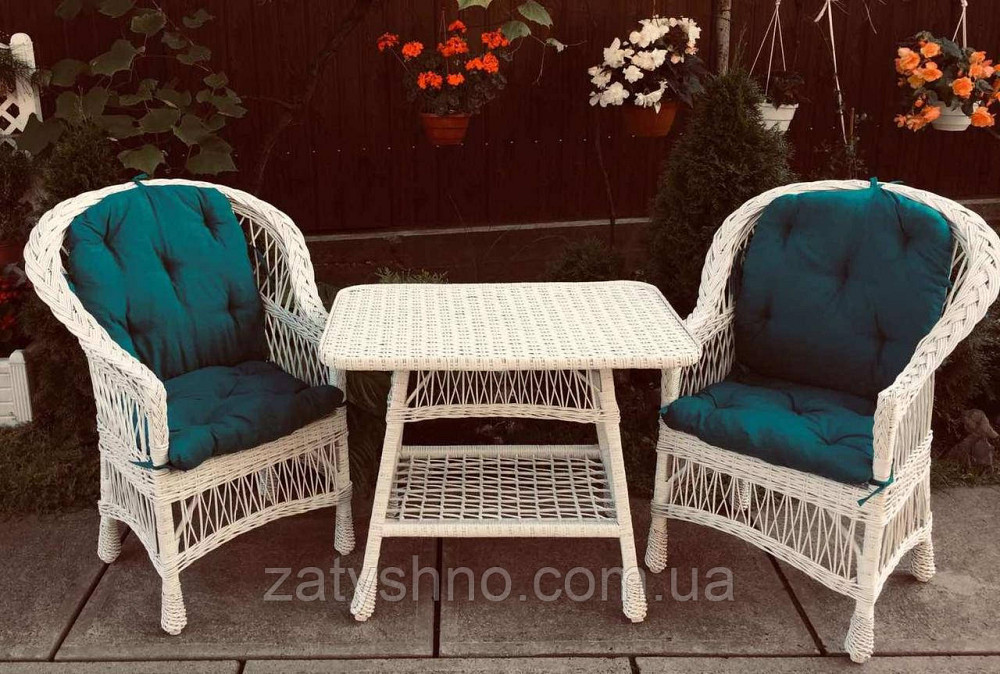 Плетені меблі білі з лози|  Комплект плетених білих меблів | меблі з лози на лоджію Київ - фото 2