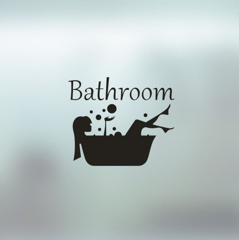 Наклейка на двері ванної кімнати Bathroom 18 на 15 см чорний Київ - фото 2