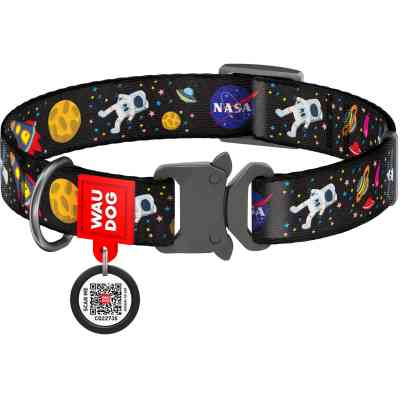 Нашийник для тварин WAUDOG Nylon з QR паспортом NASA металічна пряжка-фастекс M (5120) Вінниця