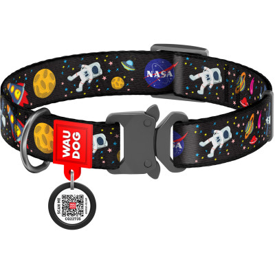 Нашийник для тварин WAUDOG Nylon з QR паспортом NASA металічна пряжка-фастекс M (5120) Вінниця - фото 1
