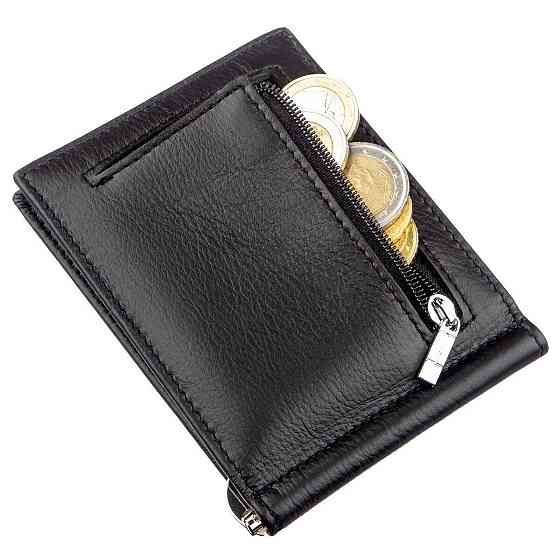 Затискач з монетницьою на блискавки ST Leather 18948 Чорний Київ