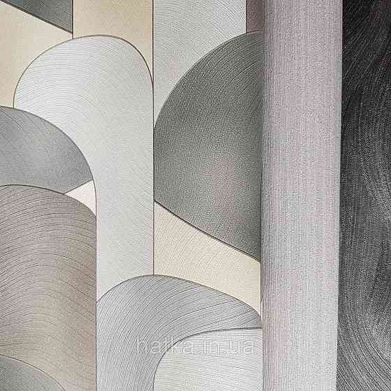 Шпалери метрові вінілові на флізелін дизайнерські Erismann Elle геометрія сірі металік сріблясті жовті Київ