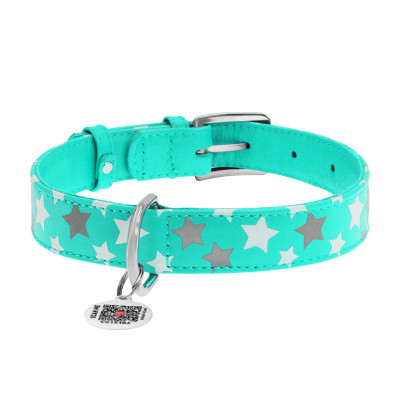 Ошейник для животных WAUDOG Glamour с QR паспортом "Звездочка" M Ш 25 мм Д 38-49 см ментоловый (358713) Винница - изображение 2