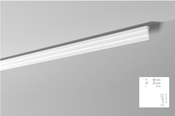 Карниз(плинтус) потолочный гладкий NMC , M 2  59x18x2000mm Днепр - изображение 1