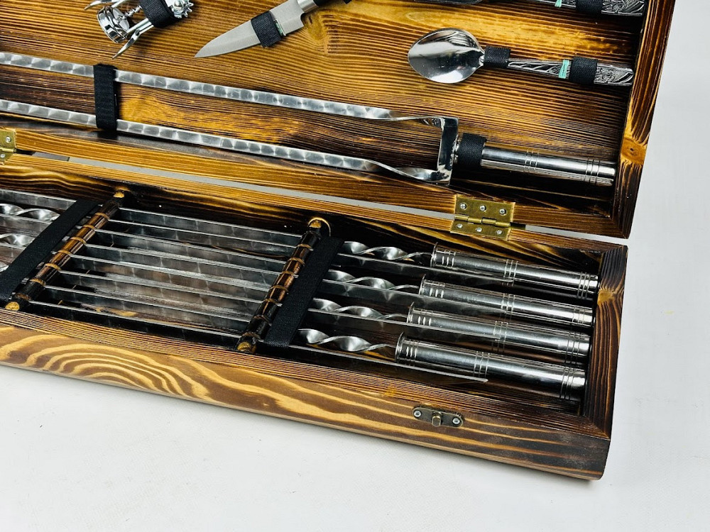 Подарунковий набір шампурів у дерев'яному кейсі СТАЛЕВИЙ HAPPY DAYS Тернопіль - фото 3